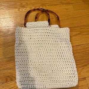 Aerie Cream Crochet Tote Bag